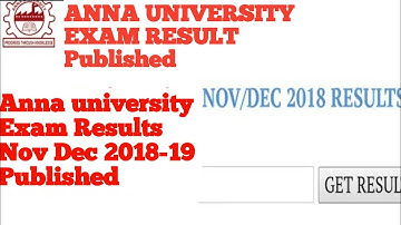 Anna university Result NOV DEC 2018 RESULT PUBLISHED | Tamilscope official