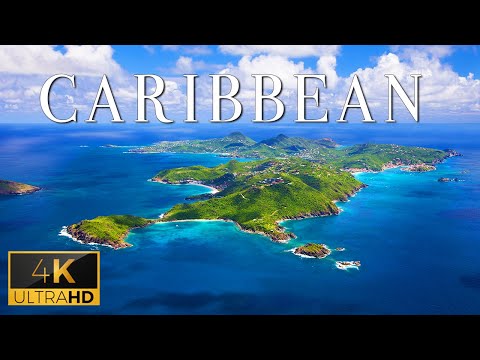 FLYING OVER CARIBBEAN SEA (4K UHD) - Soothing Music With Wonderful Natural Landscapes To Chillout