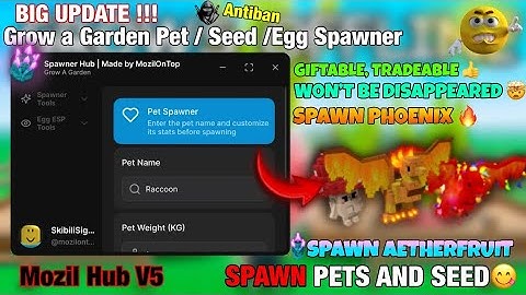 [🧚‍♀️] BIG UPDATE Pet & Seed & Egg Spawner Grow a Garden 🌶 Script - Mozil Hub V5 | KEYLESS