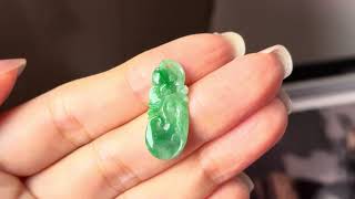 A-Grade Green Jadeite Ruyi Pendant No. 172717