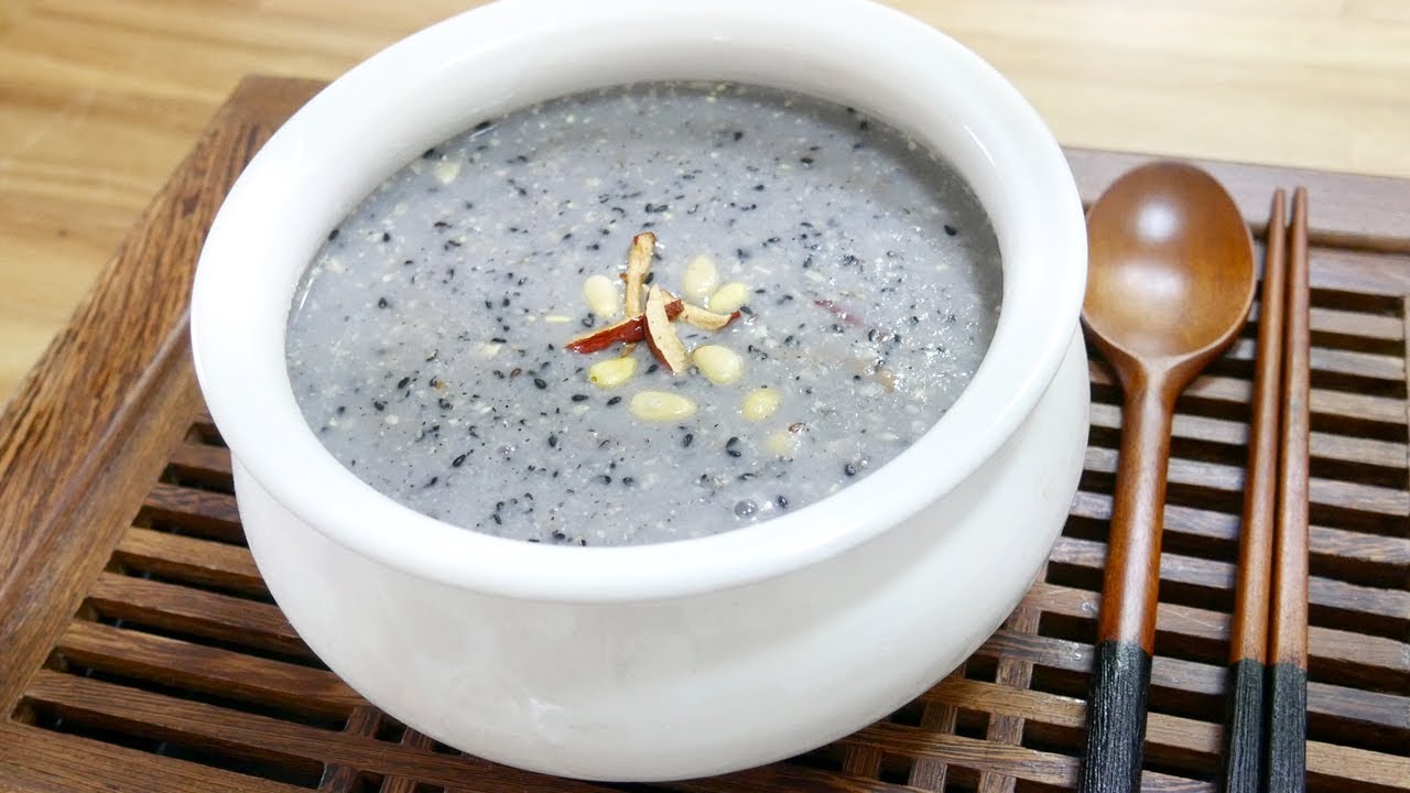 잣흑임자죽( Black Sesame Porridge ) YouTube