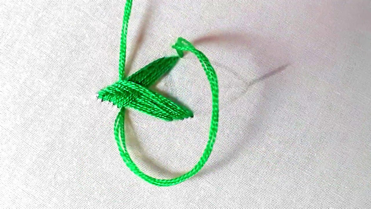 Raised Fishbone Stitch leaf tutorial for beginner - YouTube