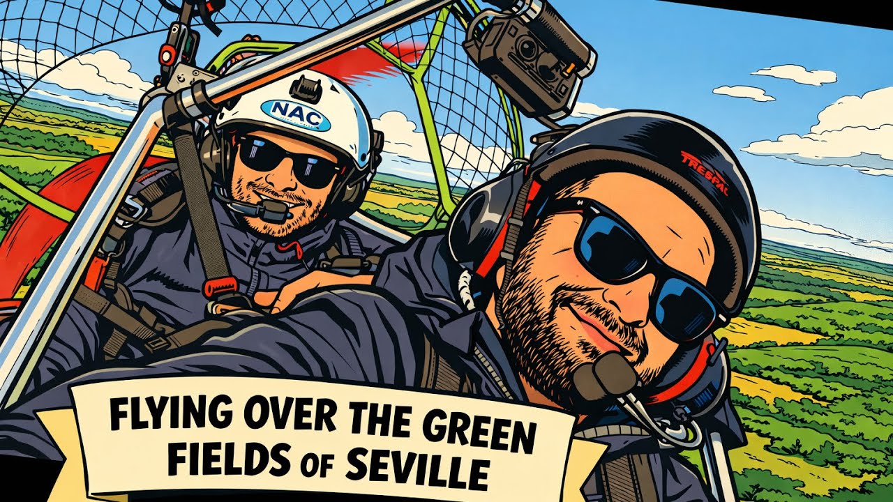flying over the green fields of Seville 