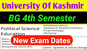 Kashmir University BG 4th Semester Revised Date Sheet | Postpone Papers Date Sheet