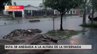 Temporal en el sur de la provincia: La ruta 38 anegada a la altura de La Invernada