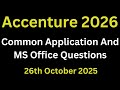 Accenture Technical Assessmenta Common Application And MS Office Questions | Accenture Questions
