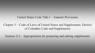 USC 1 Chapter 3 Section 213 Appropriation for preparing and editing supplements