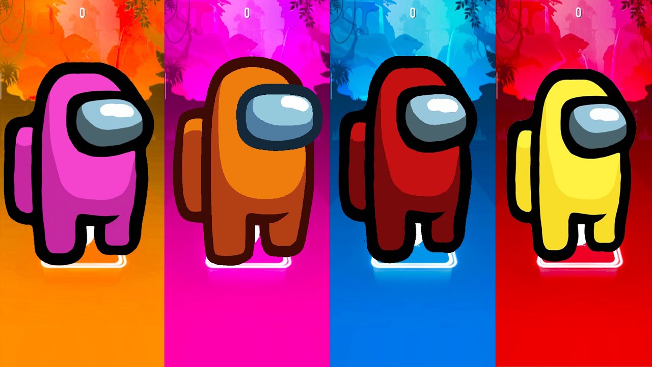 Pink Among Us VS Orange Among Us vs Red Among Us VS Yellow Among Us Tiles Hop EDM Rush! YouTube