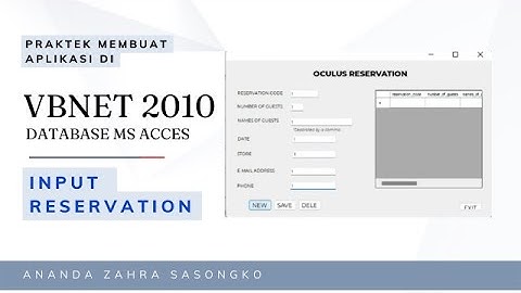 Tutorial Membuat Aplikasi input data Reservation di Visual Basic 2010 dengan database MS Acces
