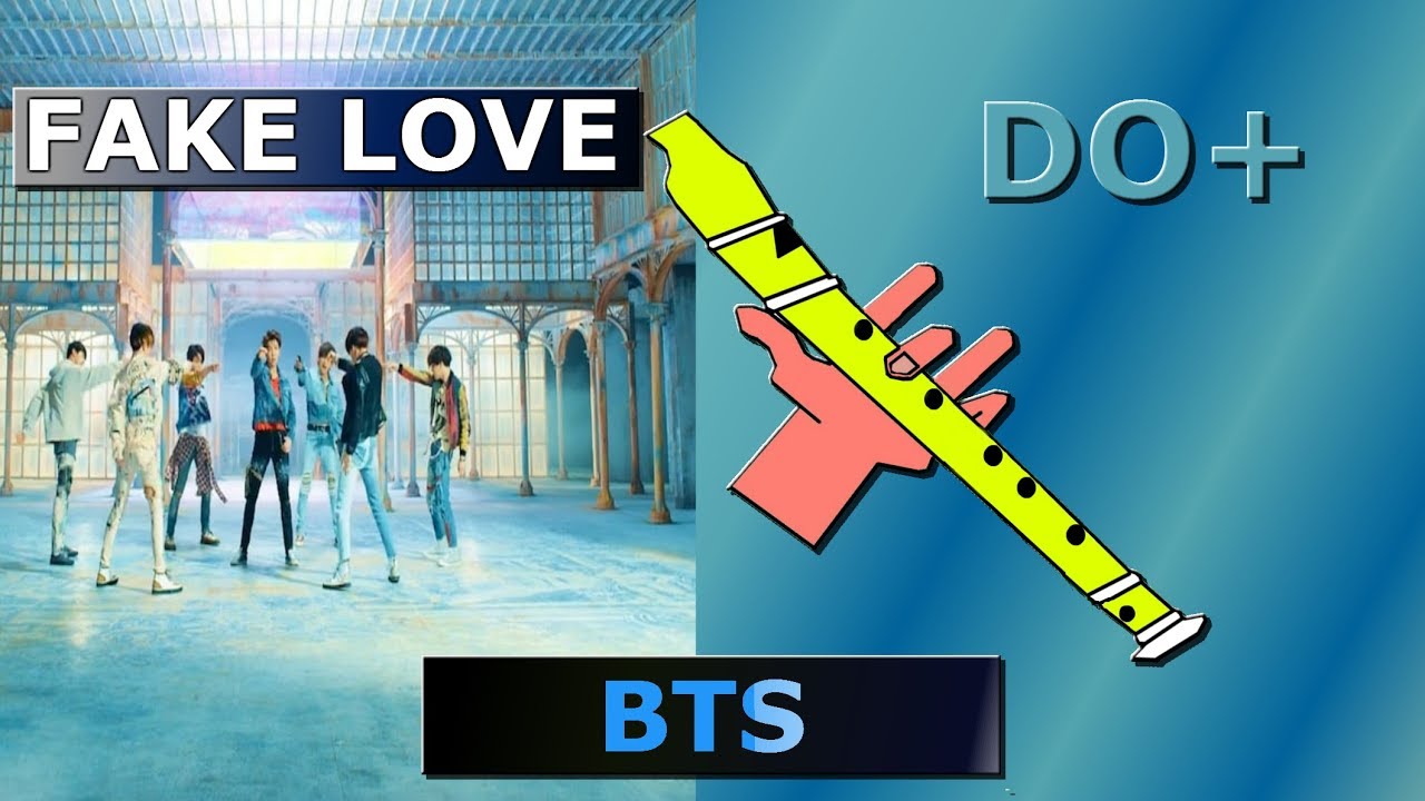 Fake love bts recorder flauta dulce facil tutorial con animacion 1