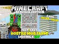 Minecraft Bedrock: Hostile Mob Farm Tutorial! 6.4k Items/Hour! Exp And Looting! MCPE Xbox Ps4 PC
