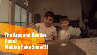 The Ares and Xander Zone - Making FAKE SNOW! Kids Science Experiment