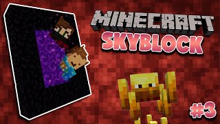 STEPPING FOOT IN THE NETHER IN MINECRAFT SKYBLOCK!!