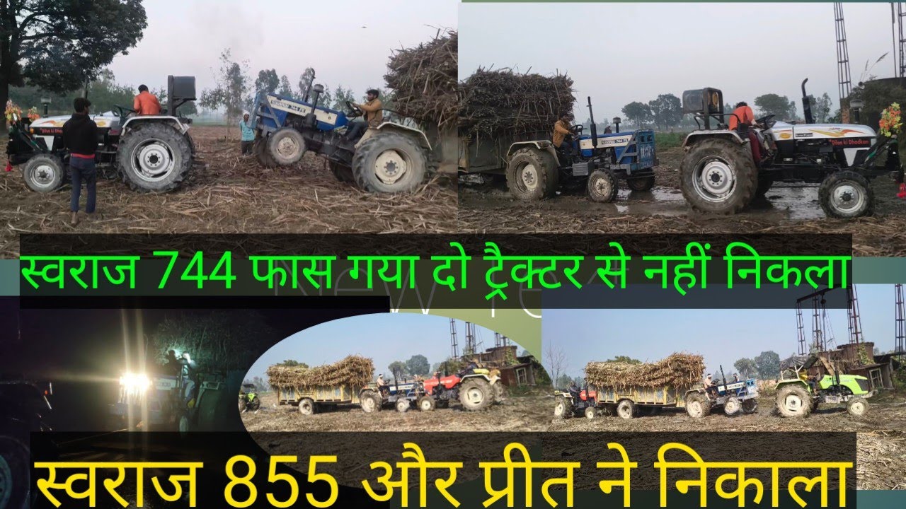 स्वराज 744 फस गया Swaraj 855+Preet se nikla Farming 🚜💪💪@ nishad Deshwal ( Sandeep nishad)vlogs90)