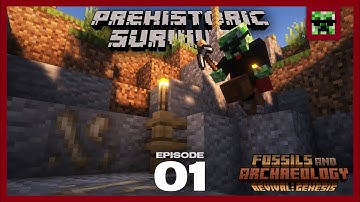 DINO DNA! | Minecraft Fossils & Archeology Mod Prehistoric Survival | Episode 1