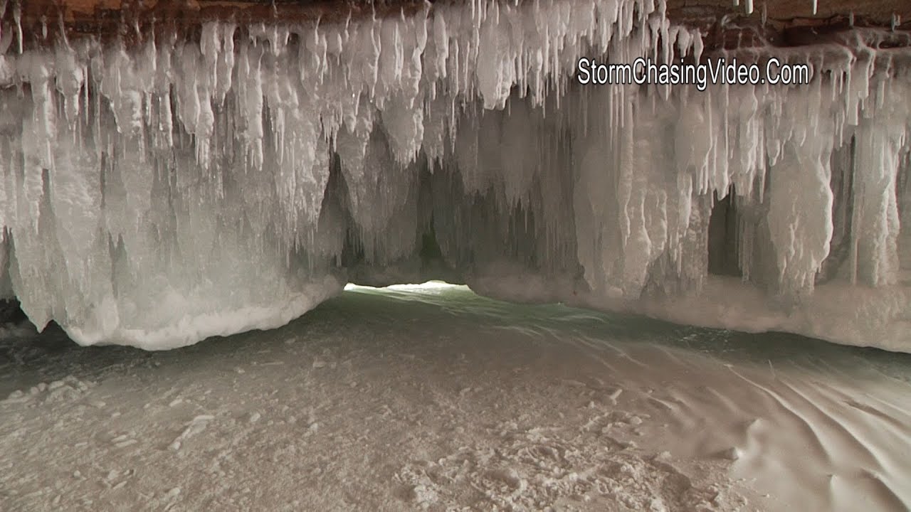 1/28/2014 Bayfield, WI Frozen Apostle Sea Caves "Ice Caves" Stock