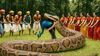Heroic Villagers Rescue Poor Peacock From Python Attack