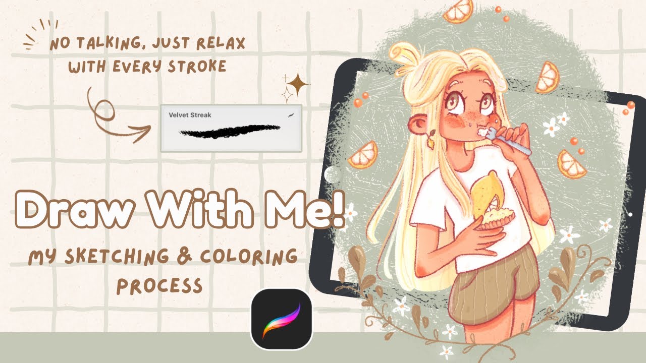 Pro Session Drawing Simple Draw With Me | Cozy Procreate Session on iPad (Silent Sketching ...