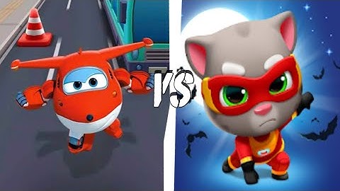 Super Wings Jett Run vs Talking Tom Hero Dash Gameplay - Birthday Tom ( Android, iOS)