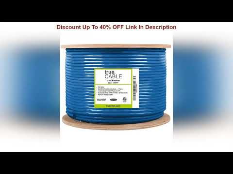 ☑ trueCABLE Cat6 Plenum (CMP), 500ft, Blue, 23AWG 4 Pair Solid Bare Copper, 550MHz, ETL Listed, Uns