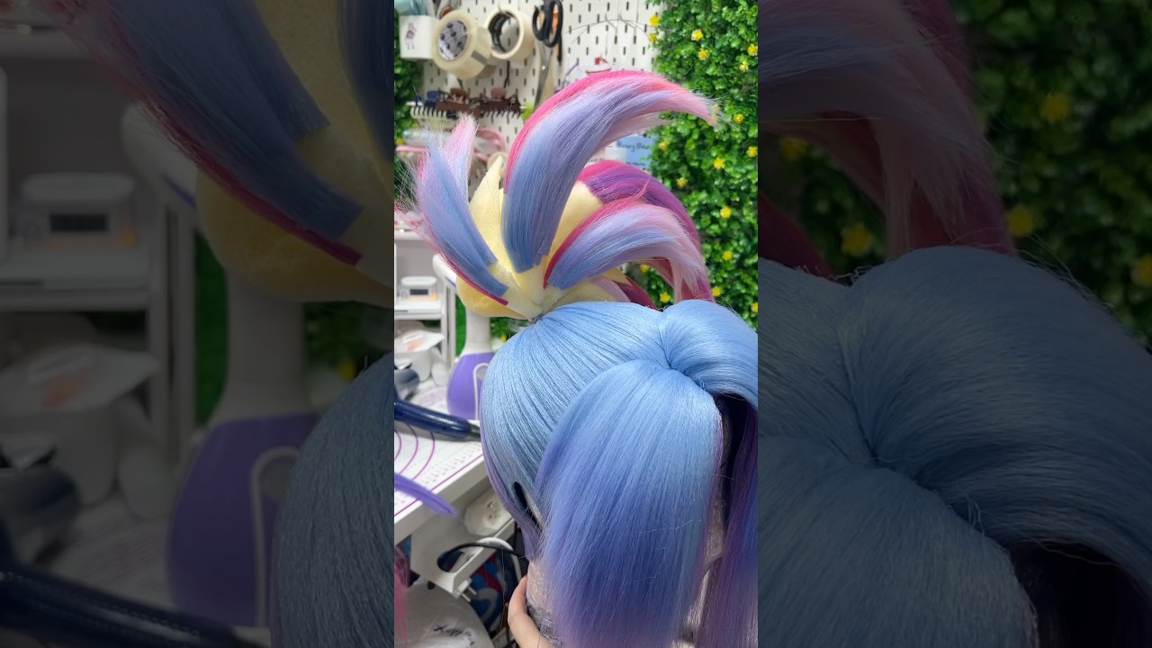 Процесс создания хвоста парика Акали Звездная Защитница 💫 Akali Star Guardian wig #leagueoflegends