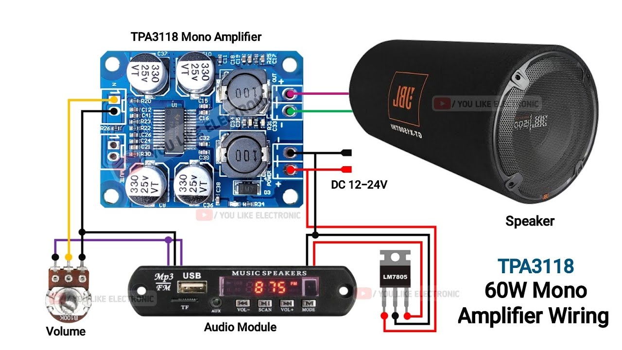 TPA3118 60W Mono Amplifier A to Z Wiring | 3118 Class D Amplifier | You Like Electronic