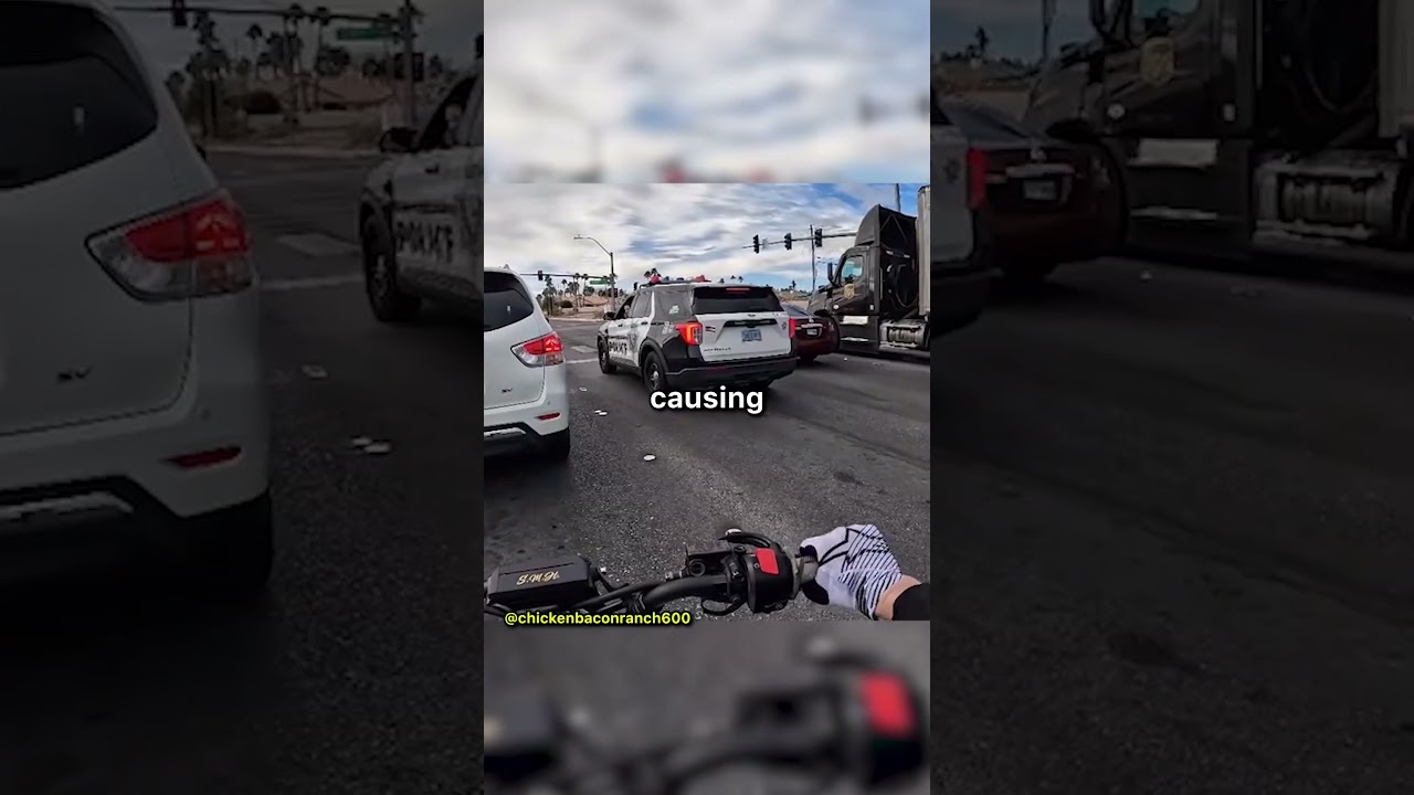 Biker Accidently Wheelies In Front Of Cop