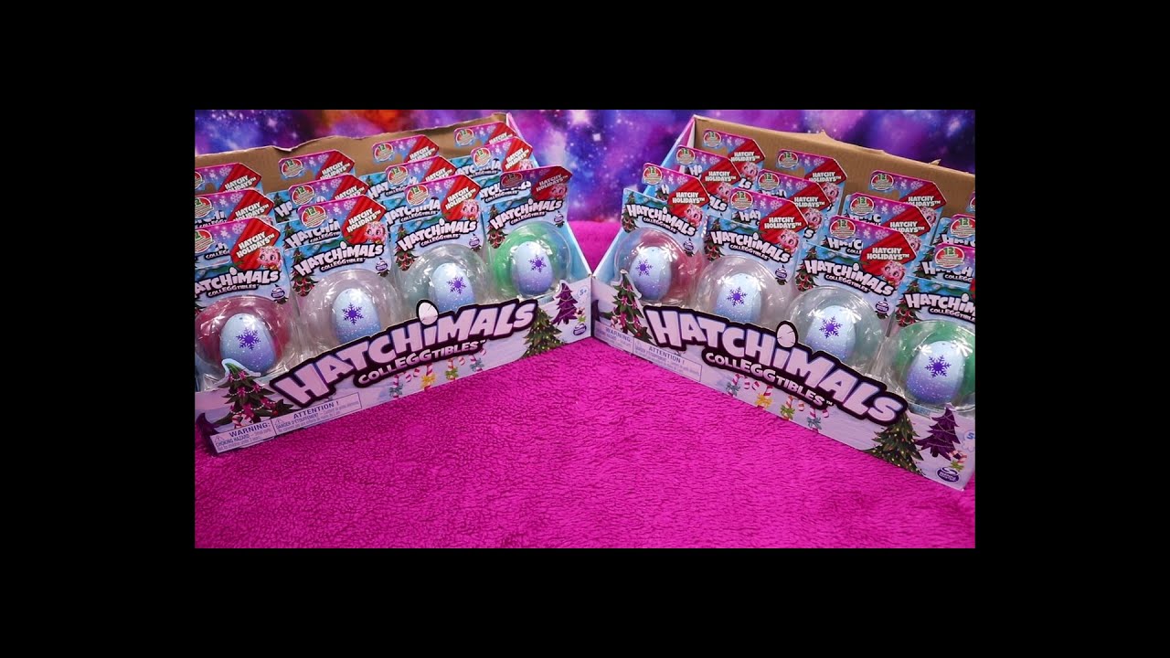 Unboxing TWO whole boxes of hatchimals hatchy holidays blind packs!