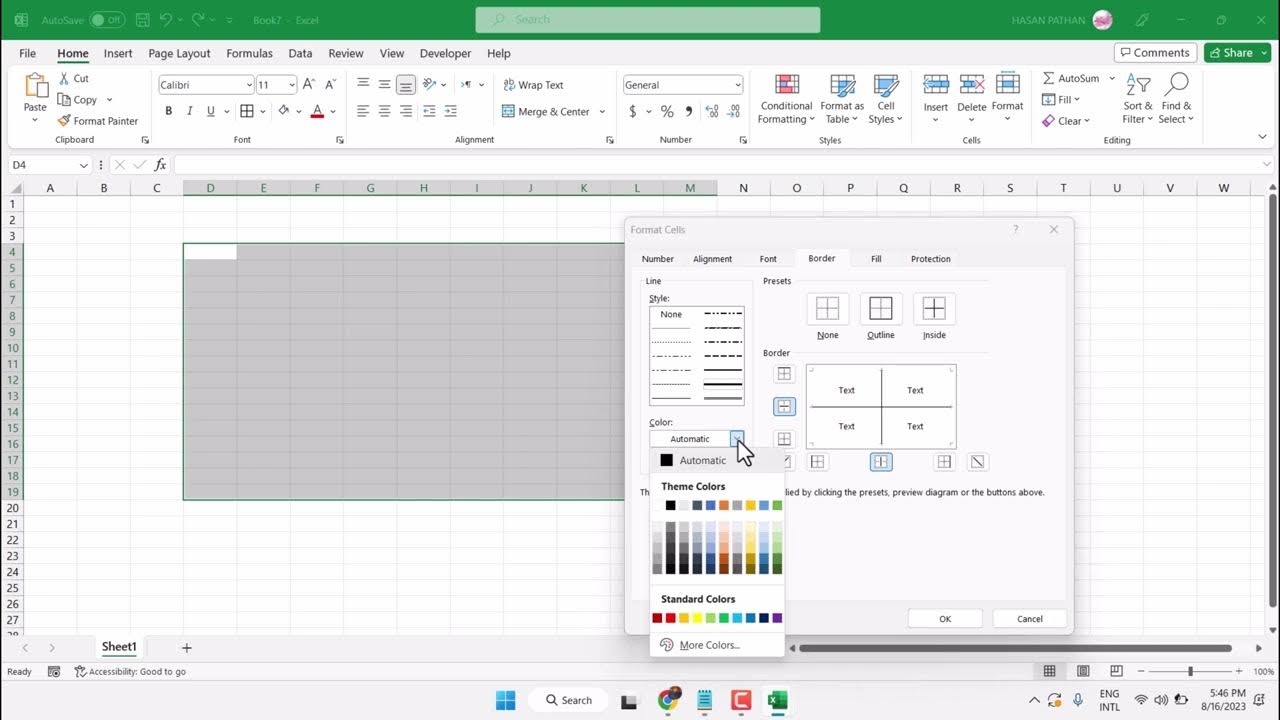 How to Bold Gridlines in Excel - YouTube