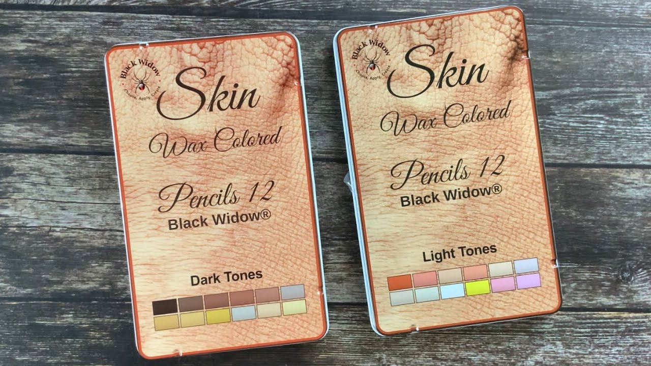 Black Widow skin set colored pencils - dark and light tones