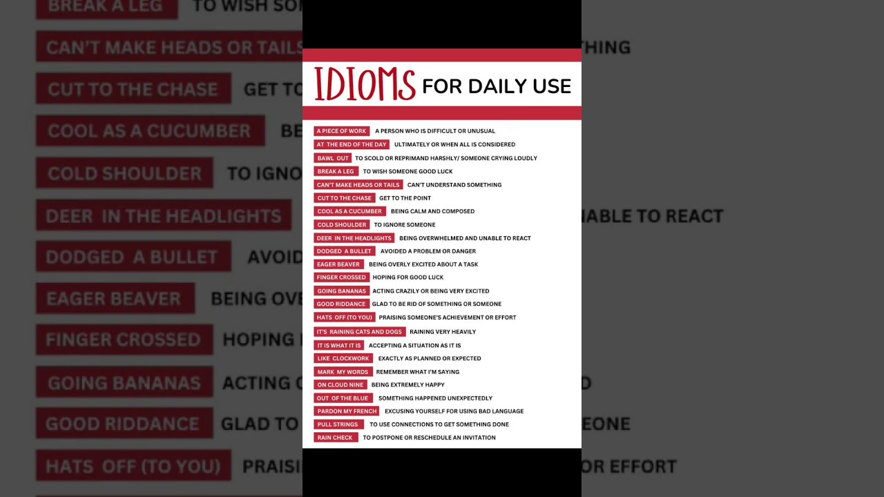 Top 15 Idioms And Phrases Idoms In English