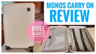 Monos Carry On Luggage Review  Rose Quartz   How Big Is it?  How To Change Lock Combination