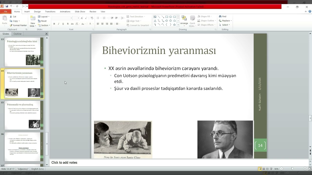 Test və Müsahibə mərhələsi üçün:Psixologiya Elminin yaranması və İnkişaf Mərhələləri.Testlərlə izahı