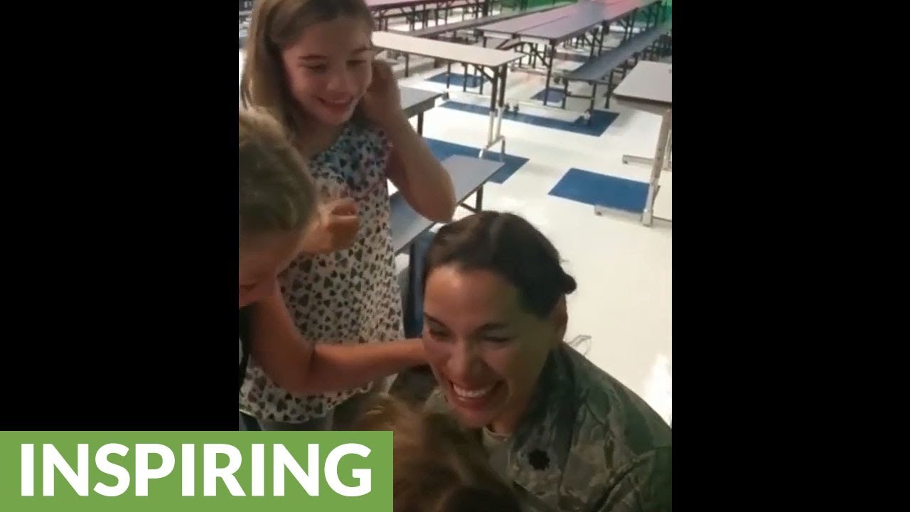 Mom Surprises Her Girls At School After 6 Month Deployment!