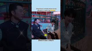 ZhouYiran's sneaky moves to rip off ShaYi's name tag🤣#bailu #白鹿 #zhouyiran #shayi #funny #trending