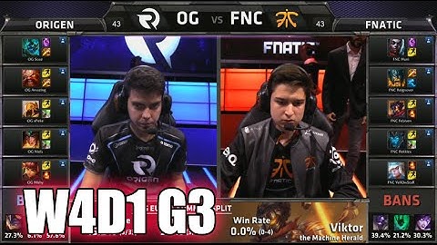 Origen vs Fnatic | S5 EU LCS Summer 2015 Week 4 Day 1 | OG vs FNC Fnatic vs Origen W4D1 G3 Round 1