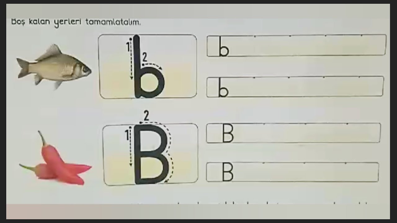 B harfi nasıl söylenir ve nasıl yazılır/büyük B/küçük b/1.sınıf b harfi ...