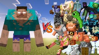 Mutant herobrine vs all mutant creatures battle - Minecraft mob battle