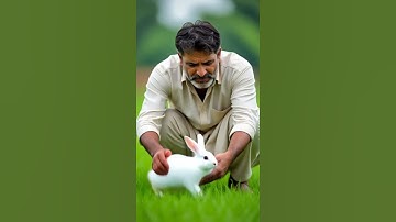 A big rabbit a plant