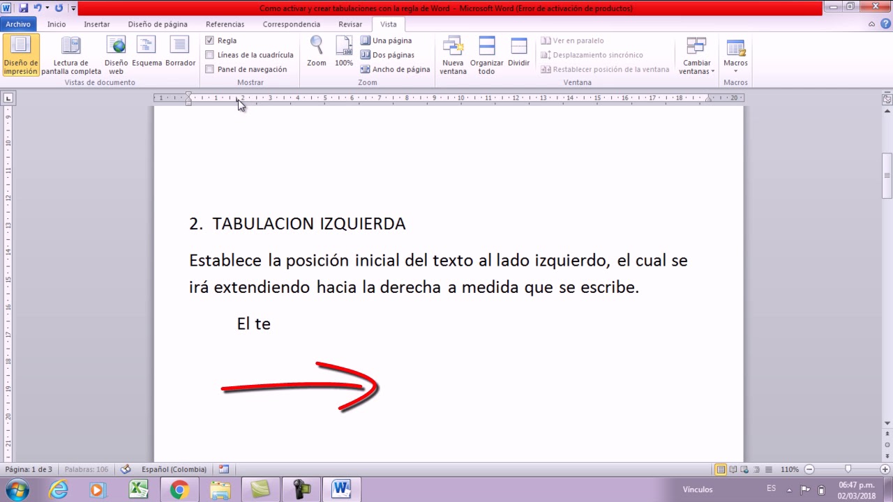 Regla en word