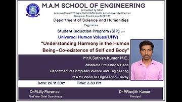 Understanding Harmony in the Human Being – Co-existence of Self and Body