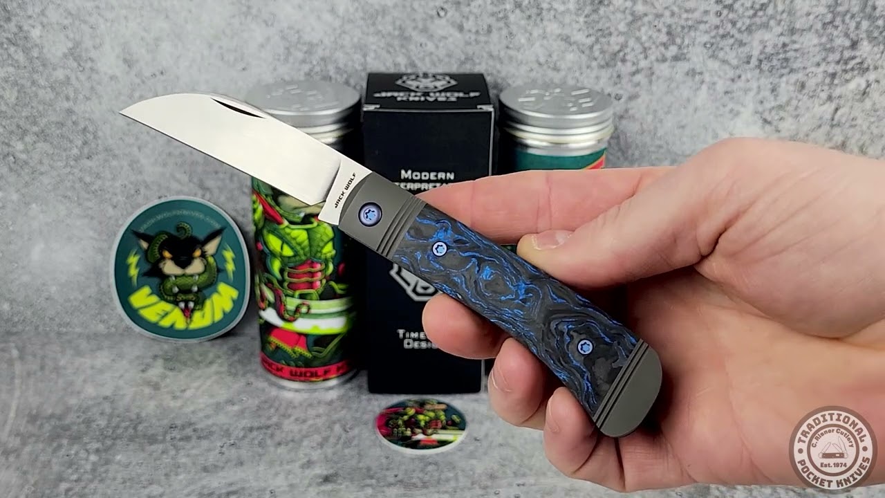 Jack Wolf Knives Venom Jack Blue Marble Carbon Fiber - C. Risner