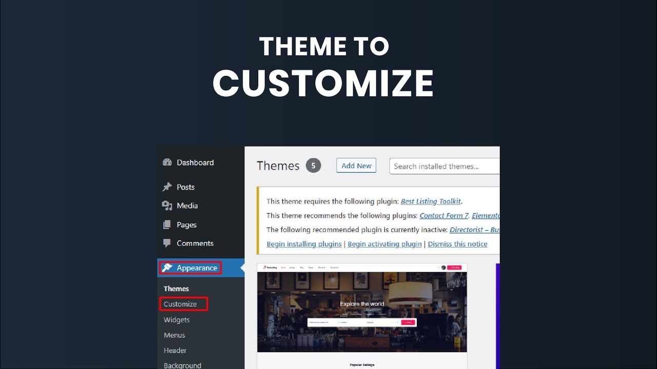 Customizing your WordPress theme - YouTube