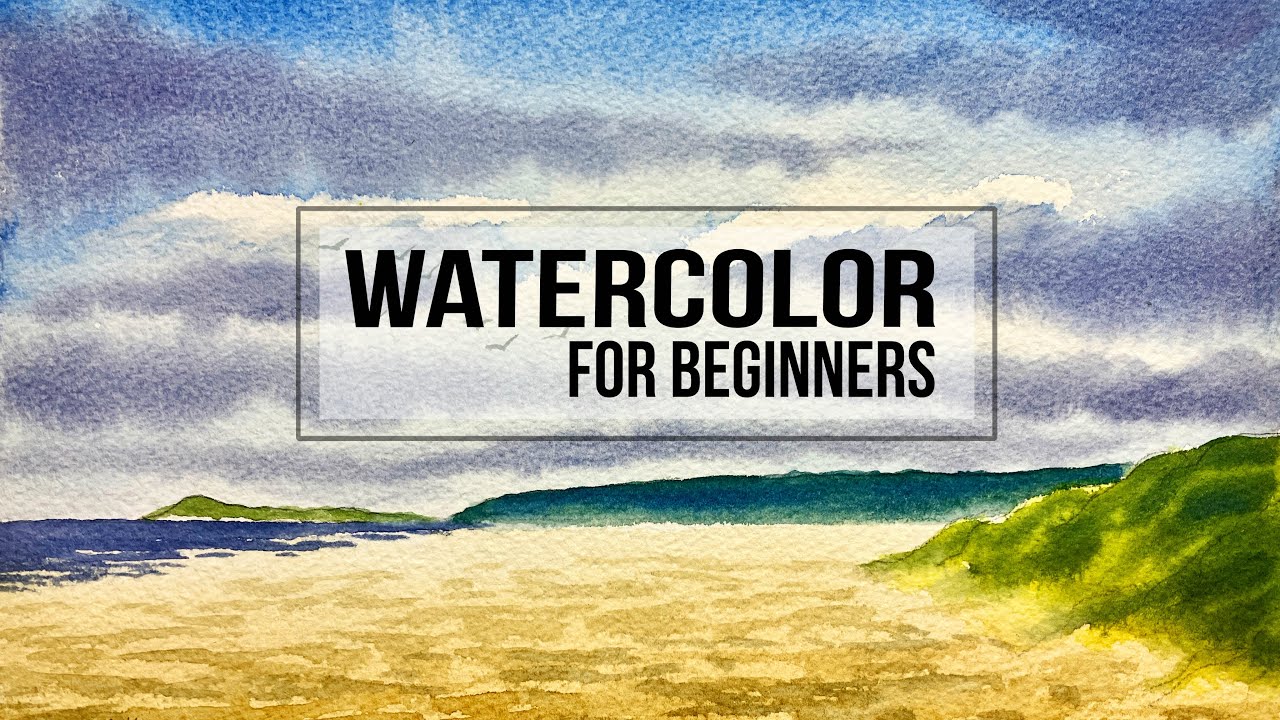 Как нарисовать ВАШ ПЕРВЫЙ акварельный пляжный пейзаж для абсолютных новичков