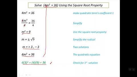 Solve Quadratic Equations of the Form (x2 = k) Using the Square Root Property with Examples