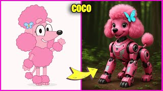 Bluey Characters As ROBOT 🤖🐩+ Guess The Voice & Song Quiz + Their Favorite Drinks & More | Coco screenshot 2