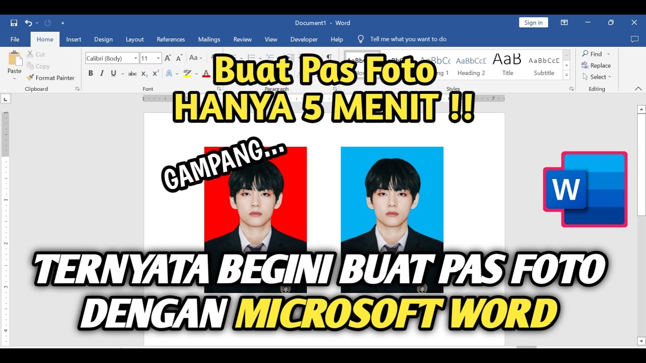 CARA MEMBUAT PAS FOTO FORMAL BERWARNA DENGAN MICROSOFT WORD - YouTube