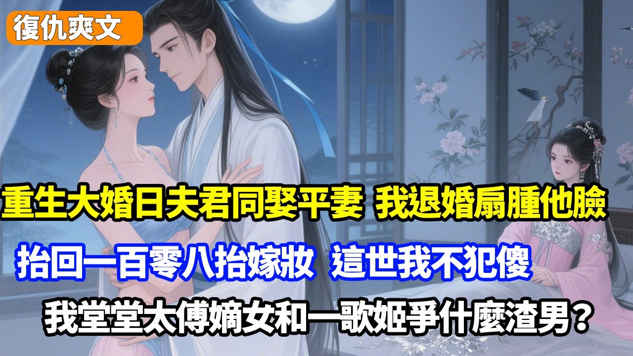 重生大婚日夫君說同娶平妻，我退婚扇腫他臉，抬回一百零八抬嫁妝，這世我不犯傻，我堂堂太傅嫡女和歌姬爭什麼渣男？