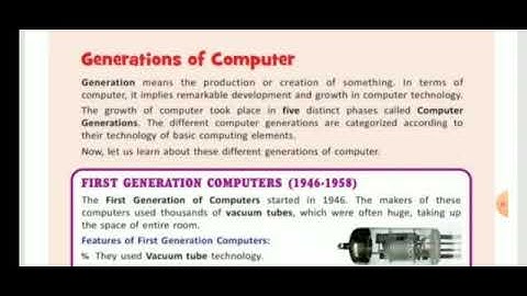 Class 5th Sub Computer ch -1 Computer - history & Generations (part 3)