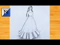 Comment dessiner une fille belle robe  croquis au crayon pour dbutant  tutoriel de dessin facile  fille dessiner